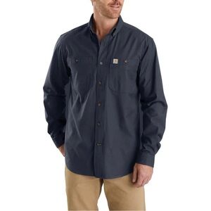 Carhartt Men's Rugged Flex Relaxed Fit Midweight Canvas Long-Sleeve Shirt navy